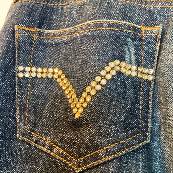 Red Valentino Crystal Encrusted V Logo Signature Jeans Never Used - Picture 3 of 16